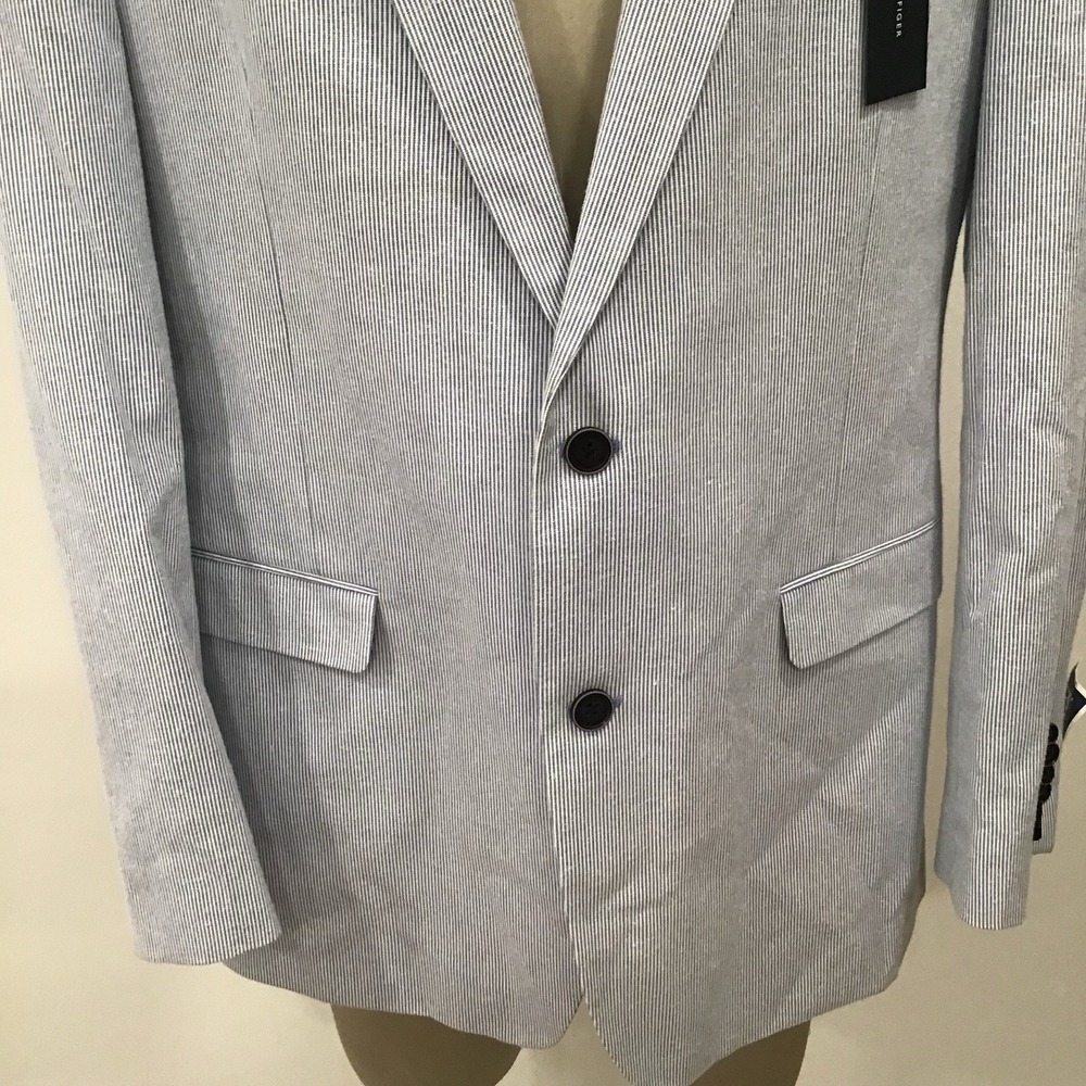 Tommy Hilfiger Mens Blazer Sports Coat Sear Sucker Blue Striped L44 Nautical - Picture 8 of 16